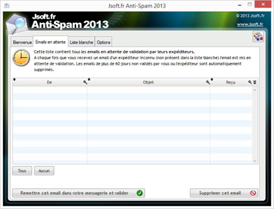 Anti Spam : Liste des e-mails en attente