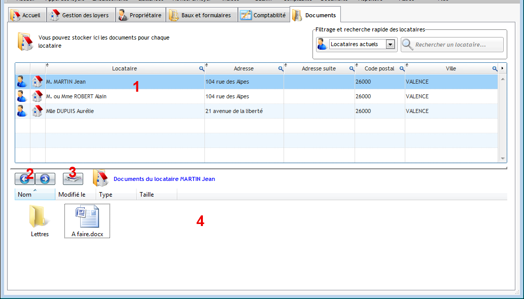 Archivage des documents du locataire