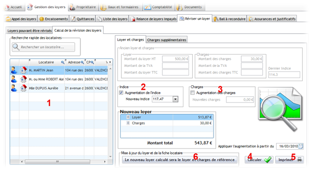 Calculs de la révision des loyers
