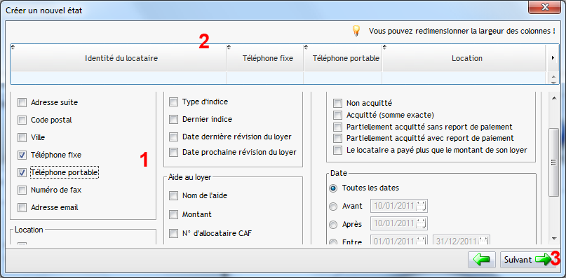 Configuration d&apos;un état