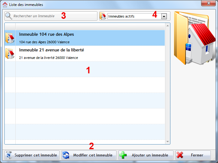 Liste des immeubles dans Gestion immobilière