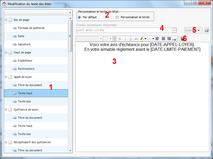 Modification des états